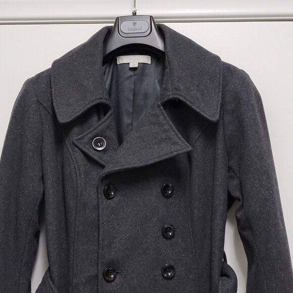 Style & Co Trench Coat Wool Blend Womens Large Tweed Double Breasted Pockets - Picture 2 of 16